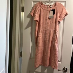 Blush pink 100% linen dress